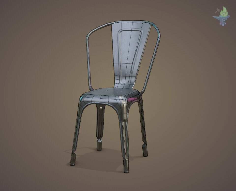 Tolix aluminum chair Low-poly 3D model_19