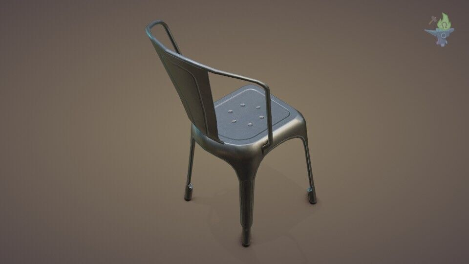 Tolix aluminum chair Low-poly 3D model_9
