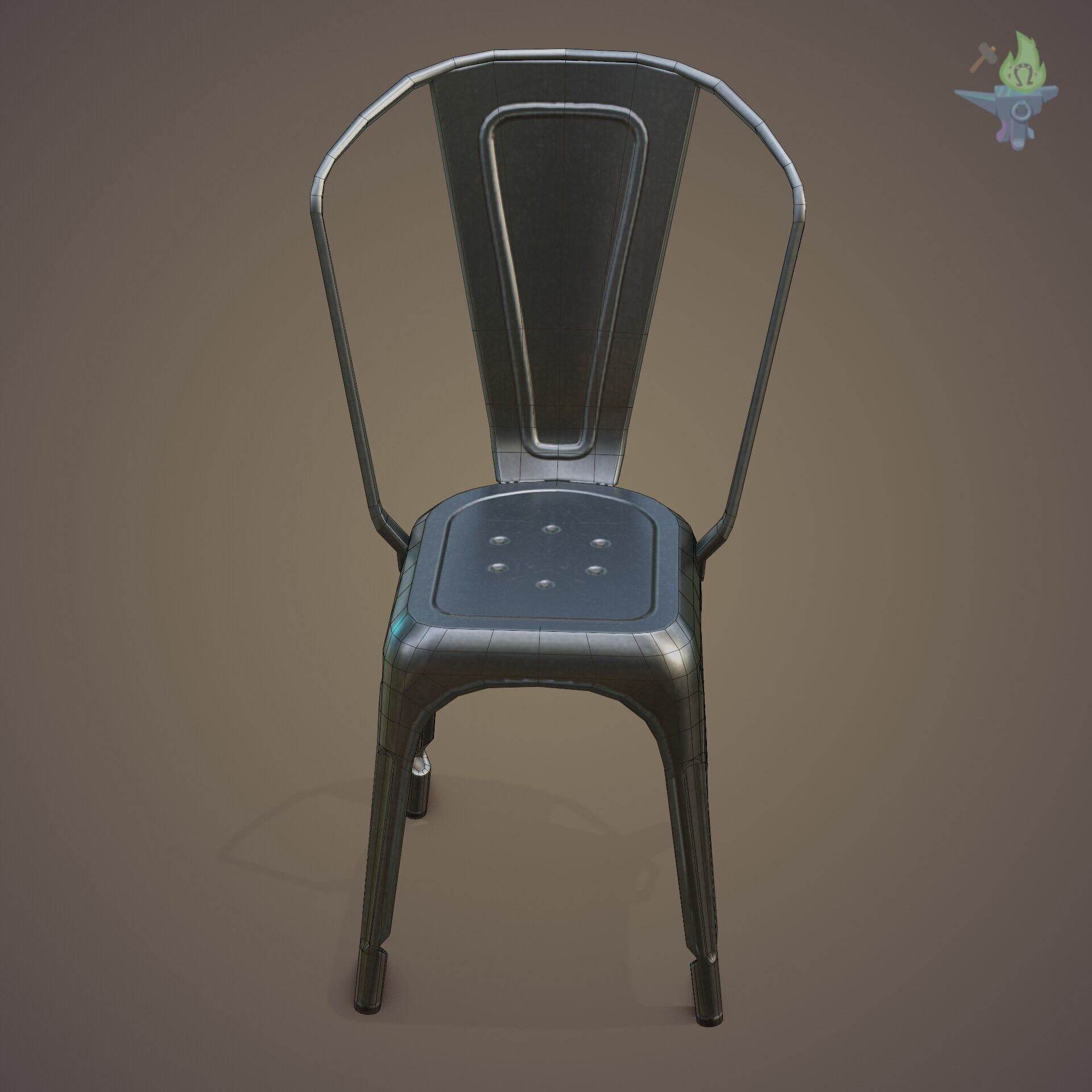 Tolix aluminum chair Low-poly 3D model_24