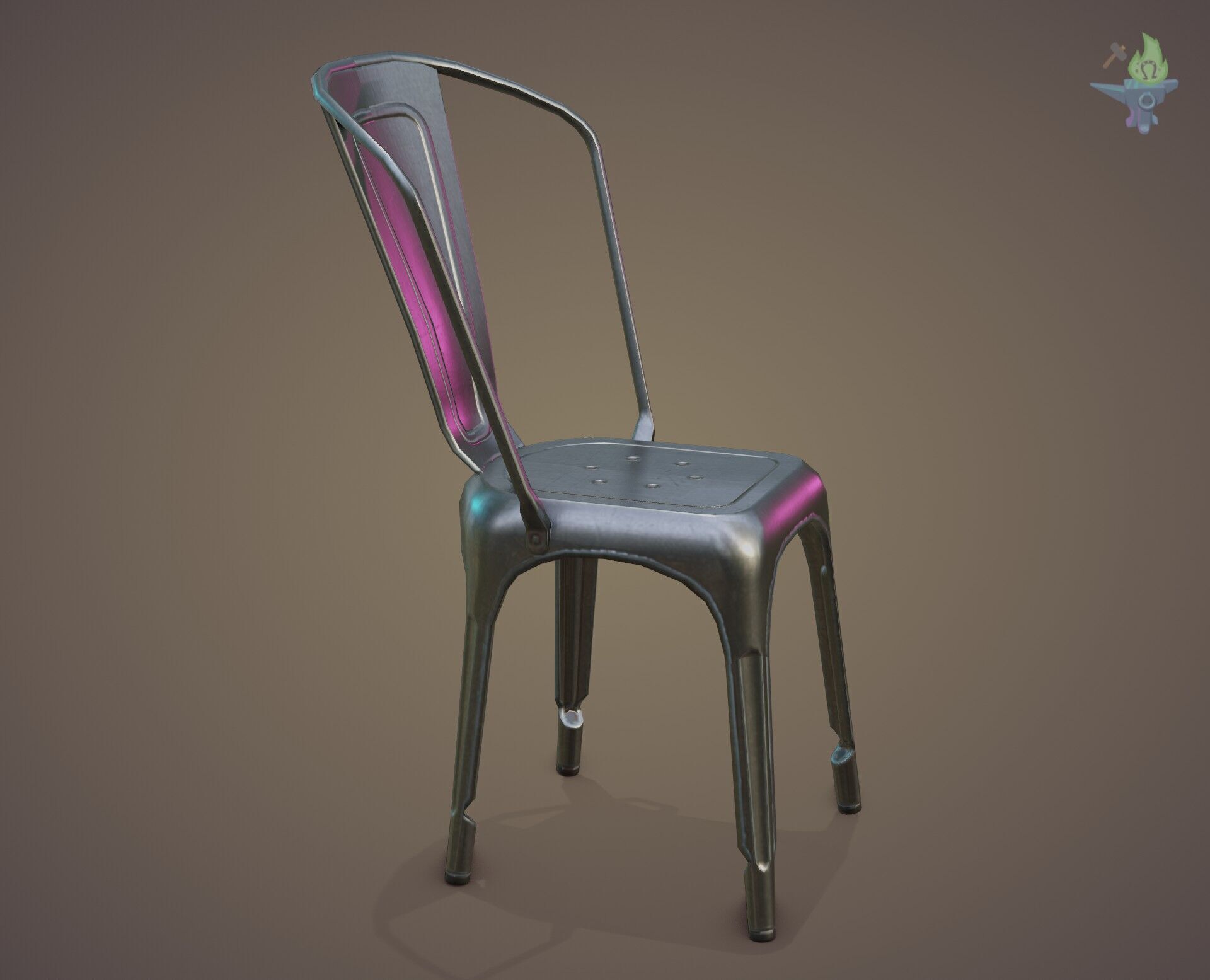 Tolix aluminum chair Low-poly 3D model_23