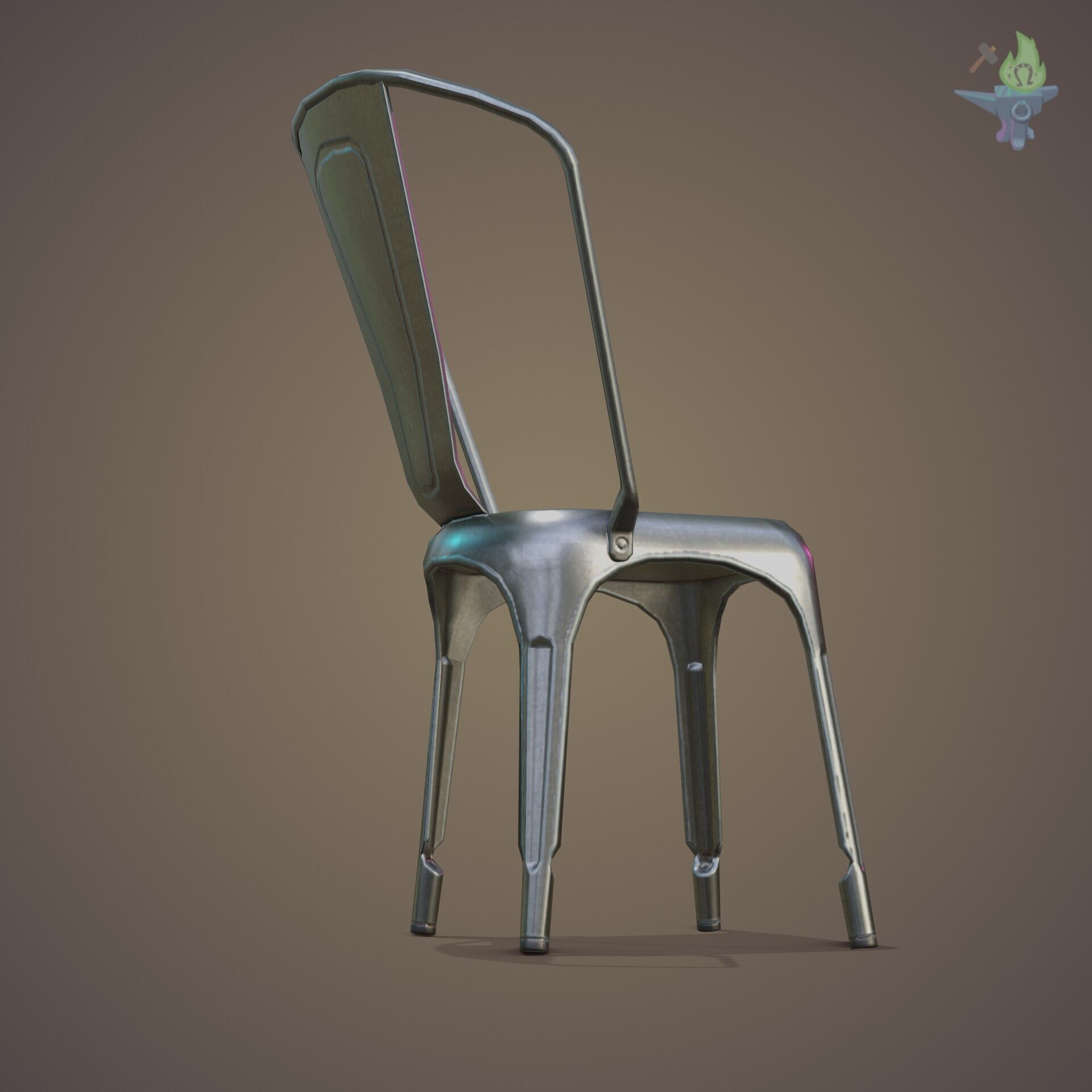 Tolix aluminum chair Low-poly 3D model_6
