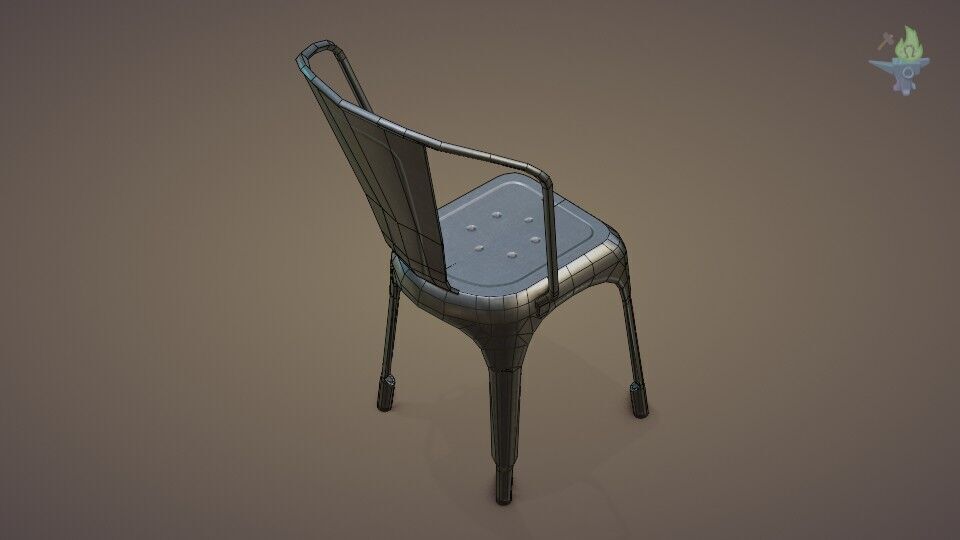 Tolix aluminum chair Low-poly 3D model_8