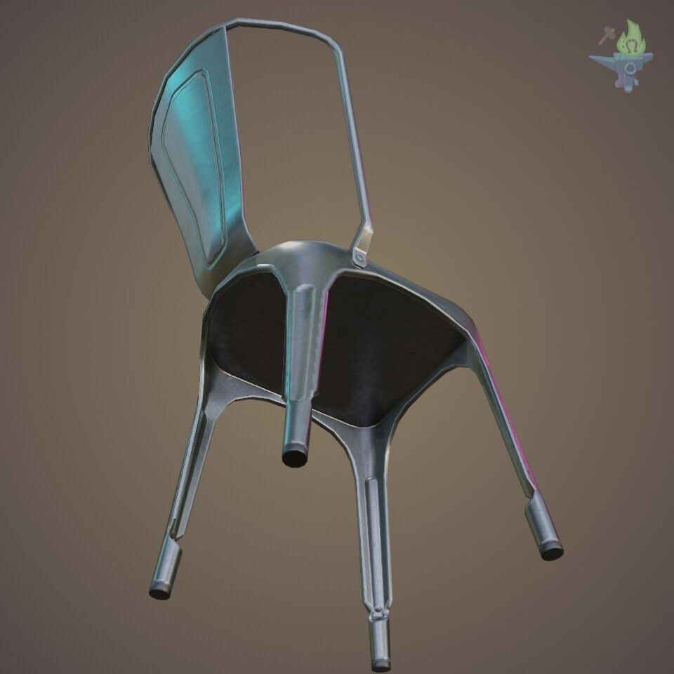 Tolix aluminum chair Low-poly 3D model_2