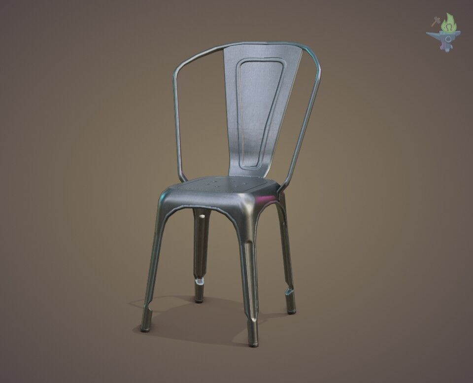 Tolix aluminum chair Low-poly 3D model_20