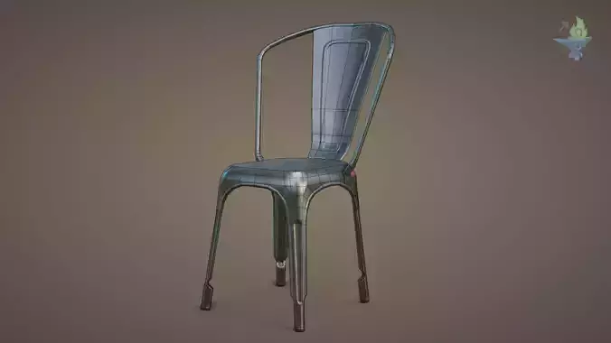 Tolix aluminum chair Low-poly 3D model