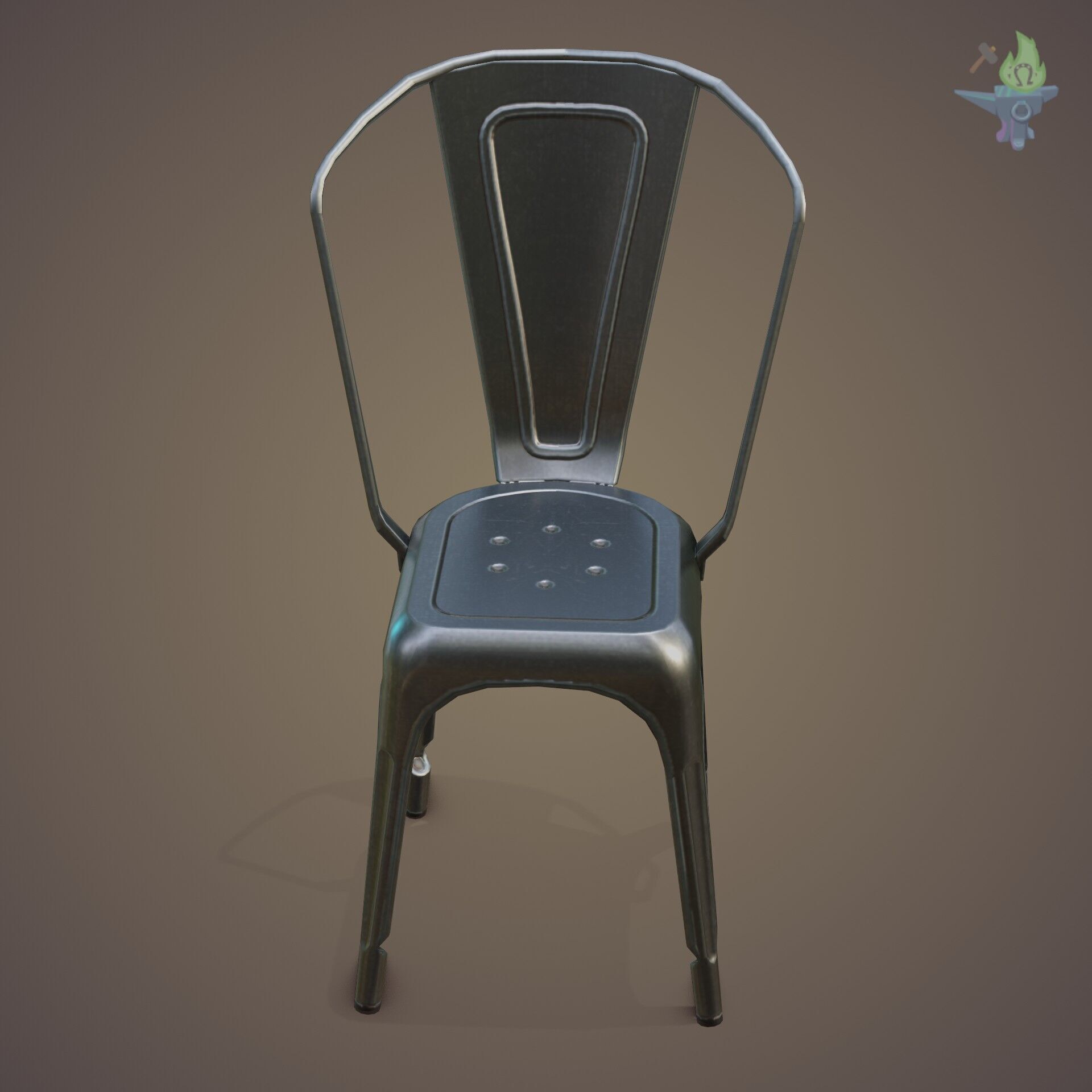 Tolix aluminum chair Low-poly 3D model_12