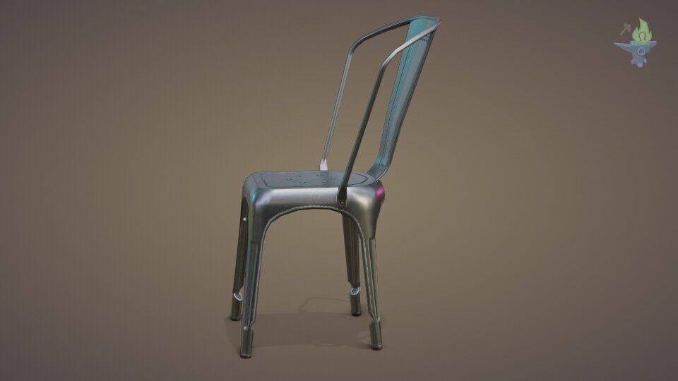 Tolix aluminum chair Low-poly 3D model_14