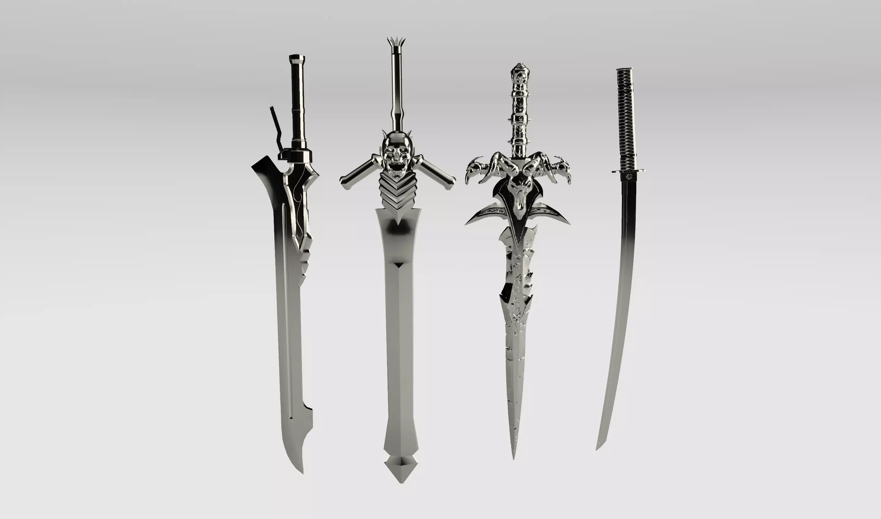 4 Swords Red Queen Rebellion Frostmourne Yamato 3D model_0