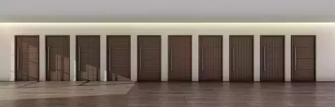 Set of 10 Realistic Wooden door collection low poly Doors 