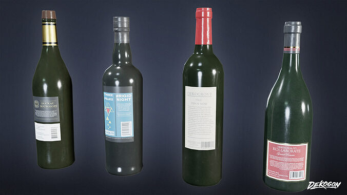 DIVE BAR - Wine Bottles 01 - LOW POLY Low-poly 3D model 3