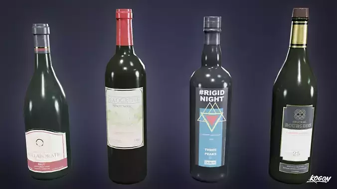 DIVE BAR - Wine Bottles 01 - LOW POLY