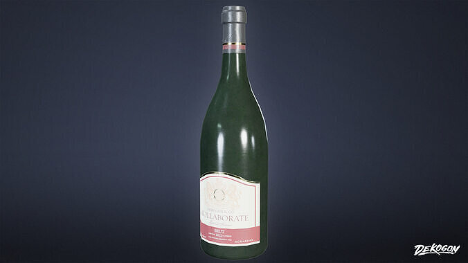 DIVE BAR - Wine Bottles 01 - LOW POLY Low-poly 3D model 7