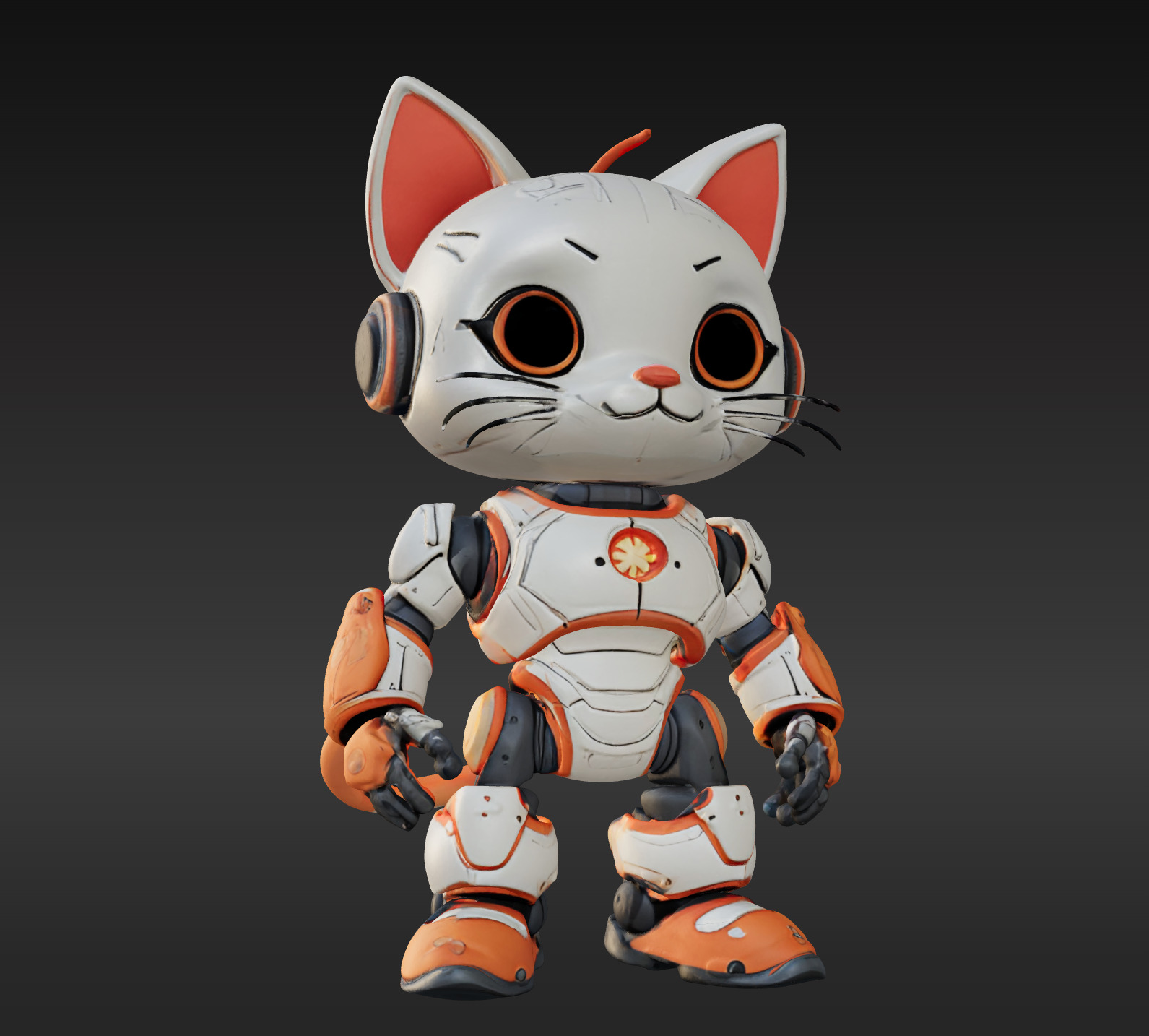 3D Model of Cute Robo Cat - Animated and Printable 3D print model_1