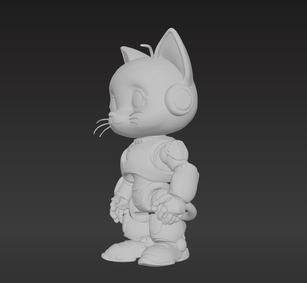 3D Model of Cute Robo Cat - Animated and Printable 3D print model_9