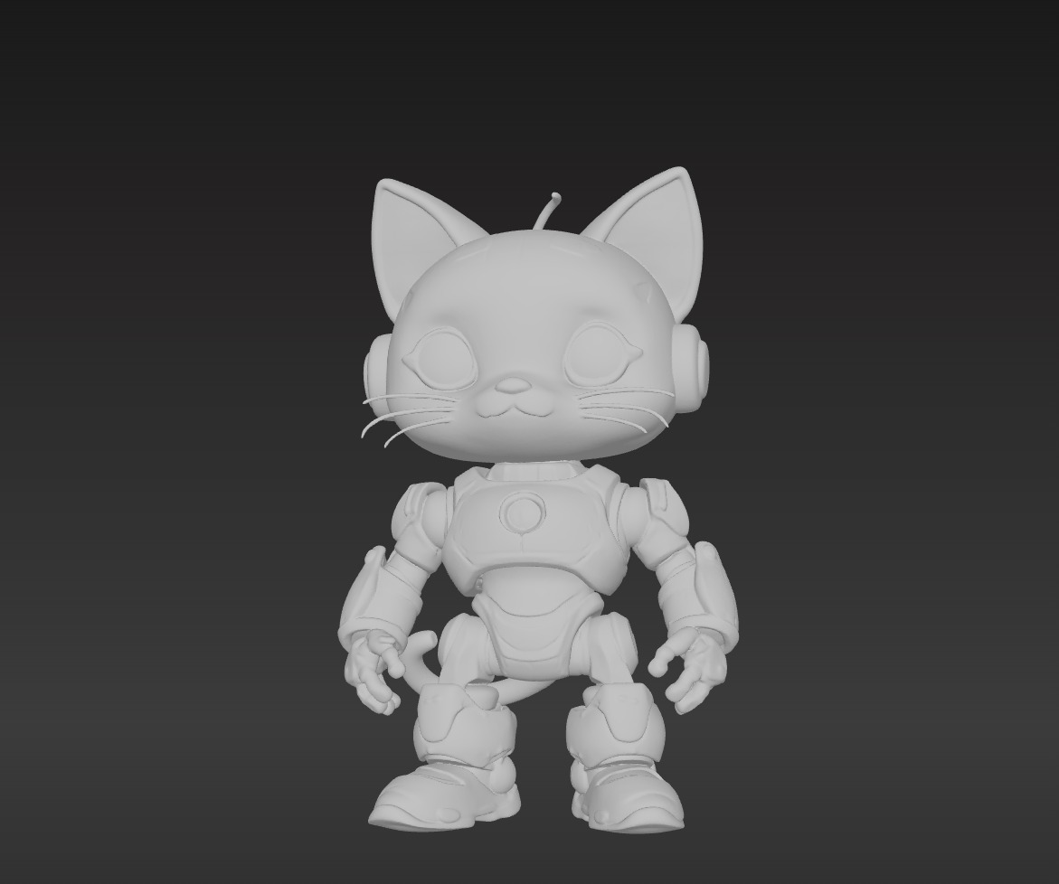 3D Model of Cute Robo Cat - Animated and Printable 3D print model_8