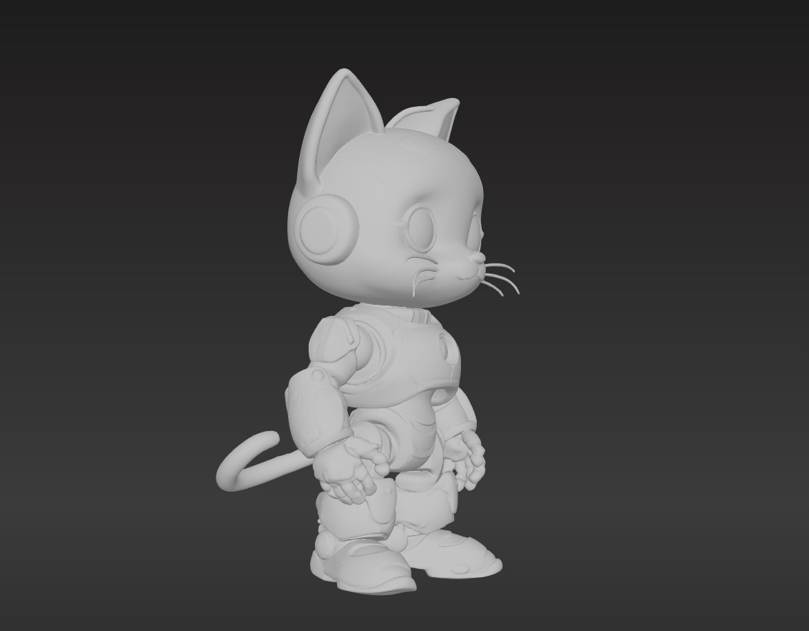 3D Model of Cute Robo Cat - Animated and Printable 3D print model_7