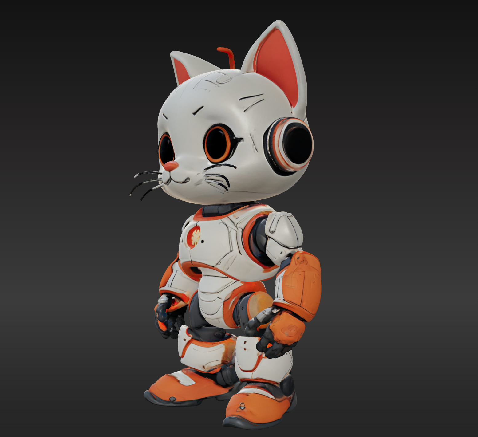 3D Model of Cute Robo Cat - Animated and Printable 3D print model_2