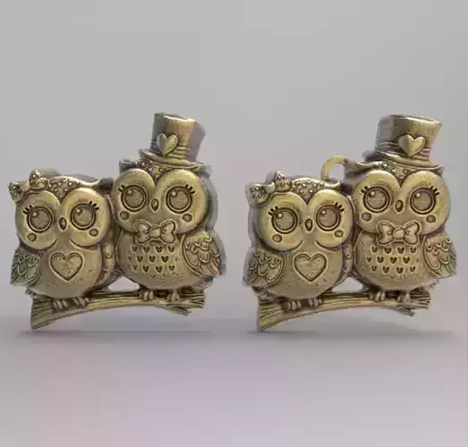 couple owl valentines keychain 
