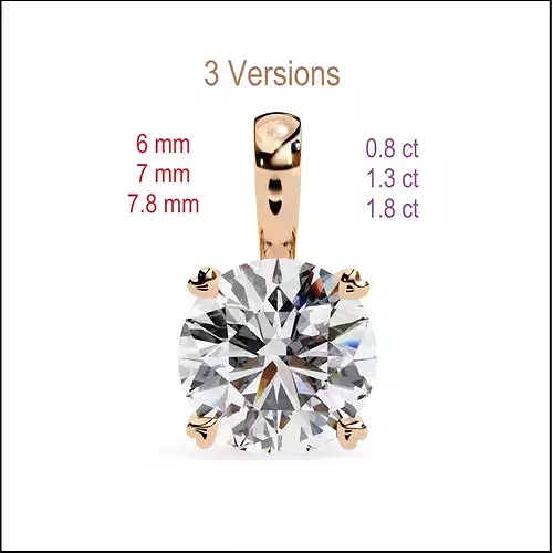Solitaire Diamond Pendant 360 Animation Renders 3dm stl details