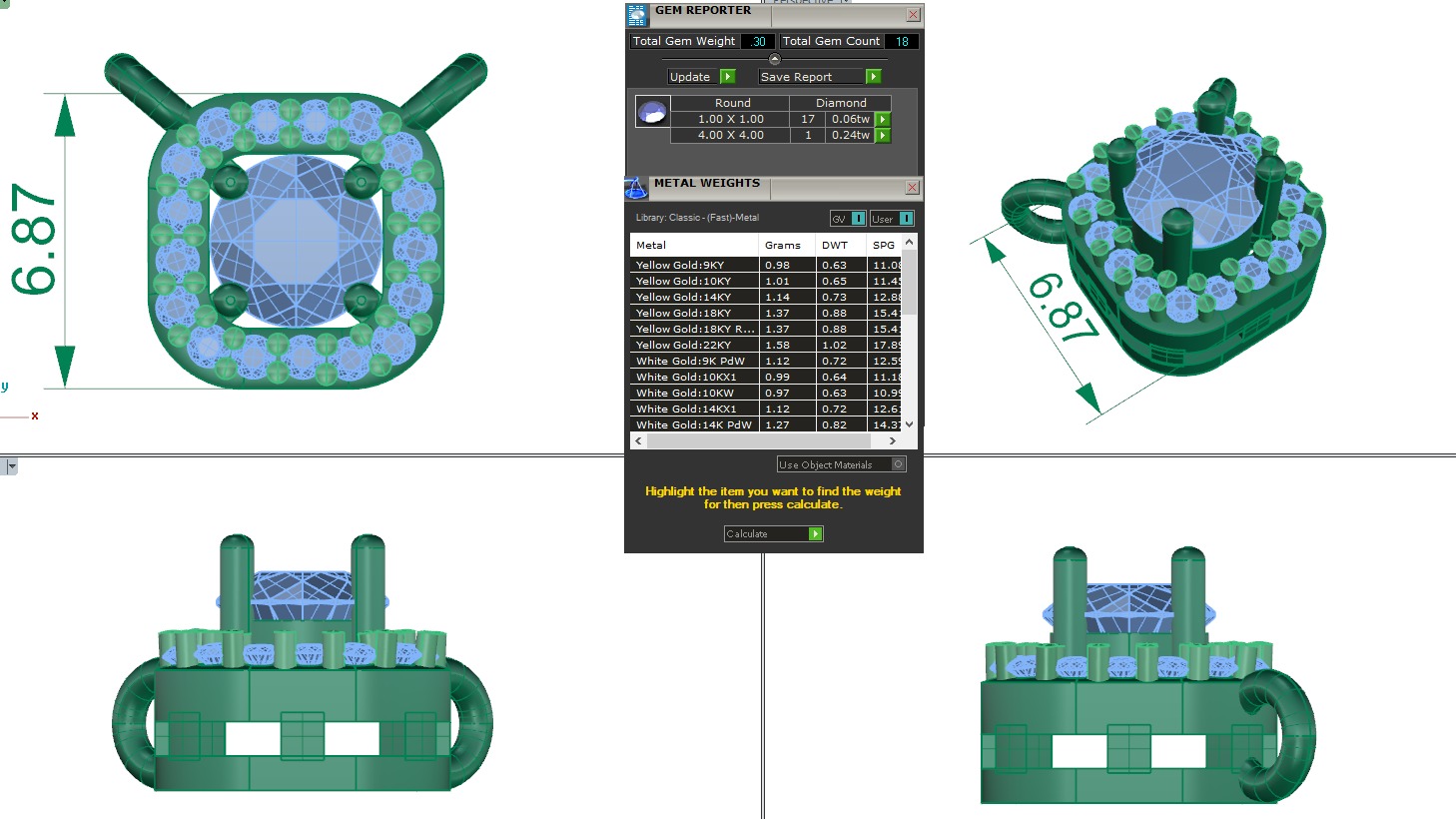 Solitaire Diamond Pendant 360 Animation Renders 3dm stl details 3D print model_4