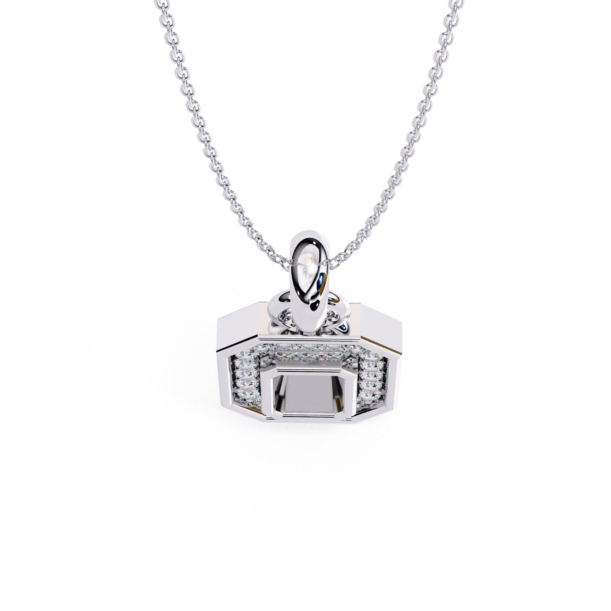 Solitaire Diamond Pendant 360 Animation Renders 3dm stl details 3D print model_18