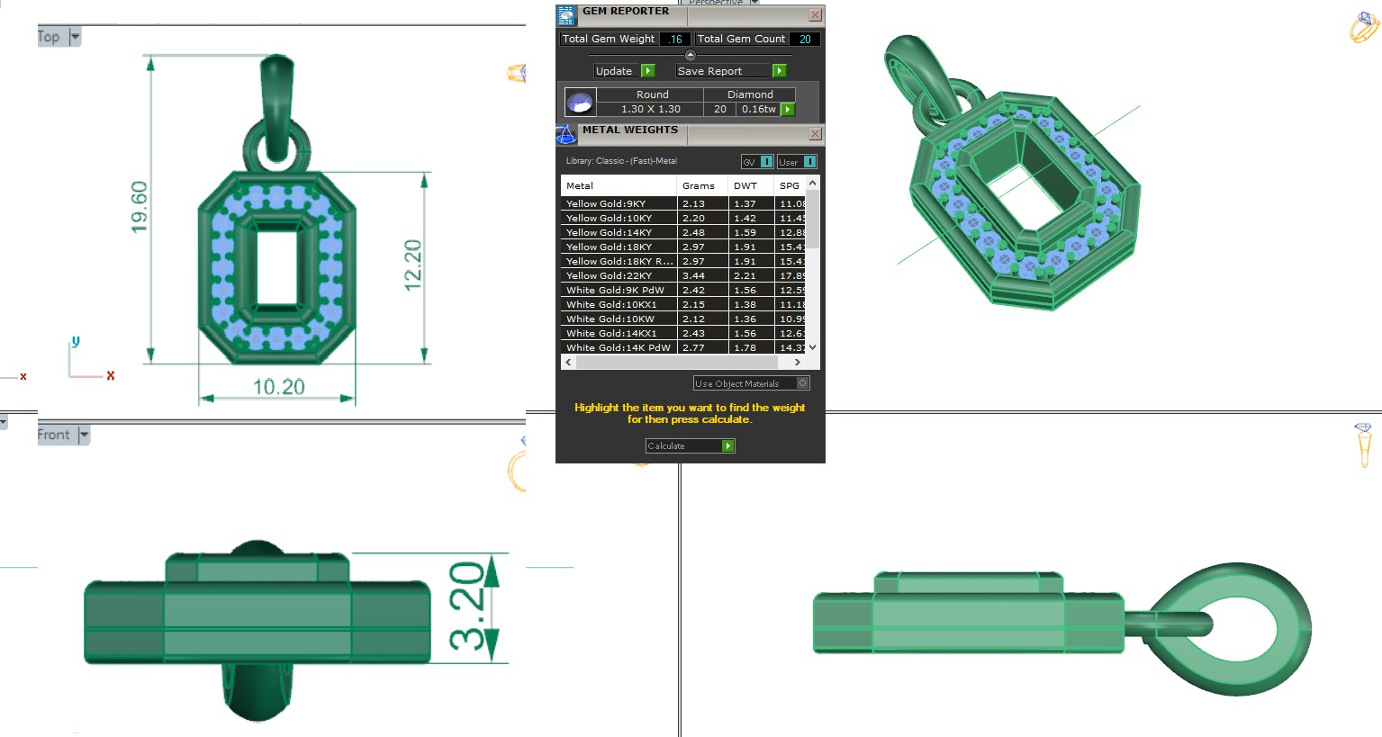 Solitaire Diamond Pendant 360 Animation Renders 3dm stl details 3D print model_4