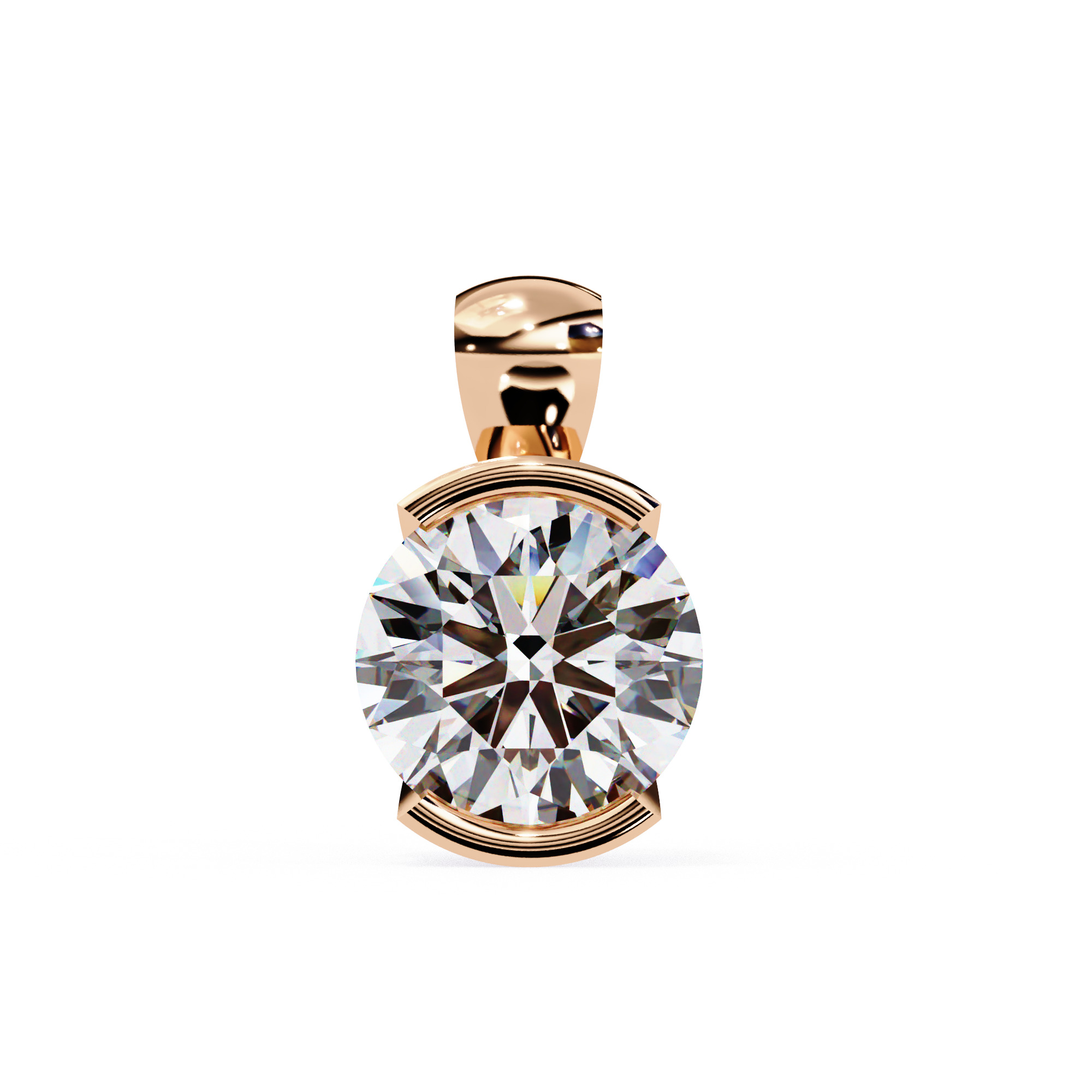 Solitaire Diamond Pendant 360 Animation Renders 3dm stl details 3D print model_14