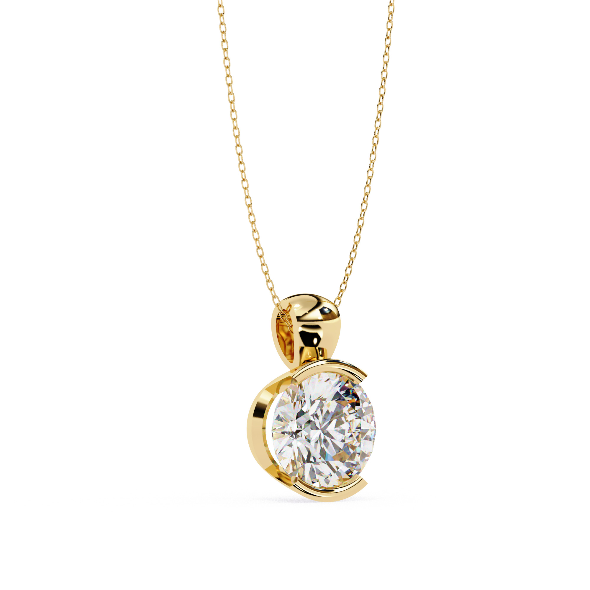 Solitaire Diamond Pendant 360 Animation Renders 3dm stl details 3D print model_16