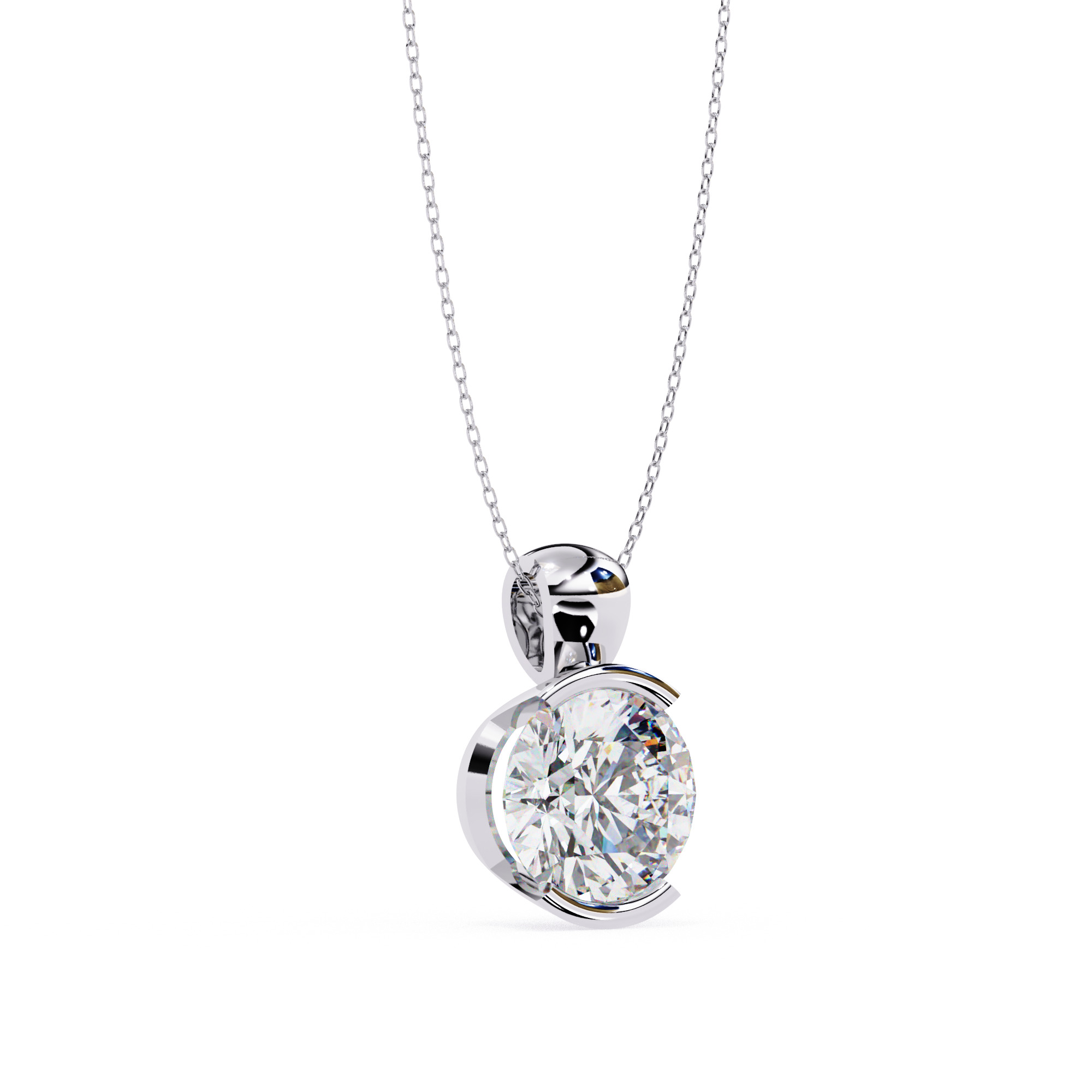 Solitaire Diamond Pendant 360 Animation Renders 3dm stl details 3D print model_6