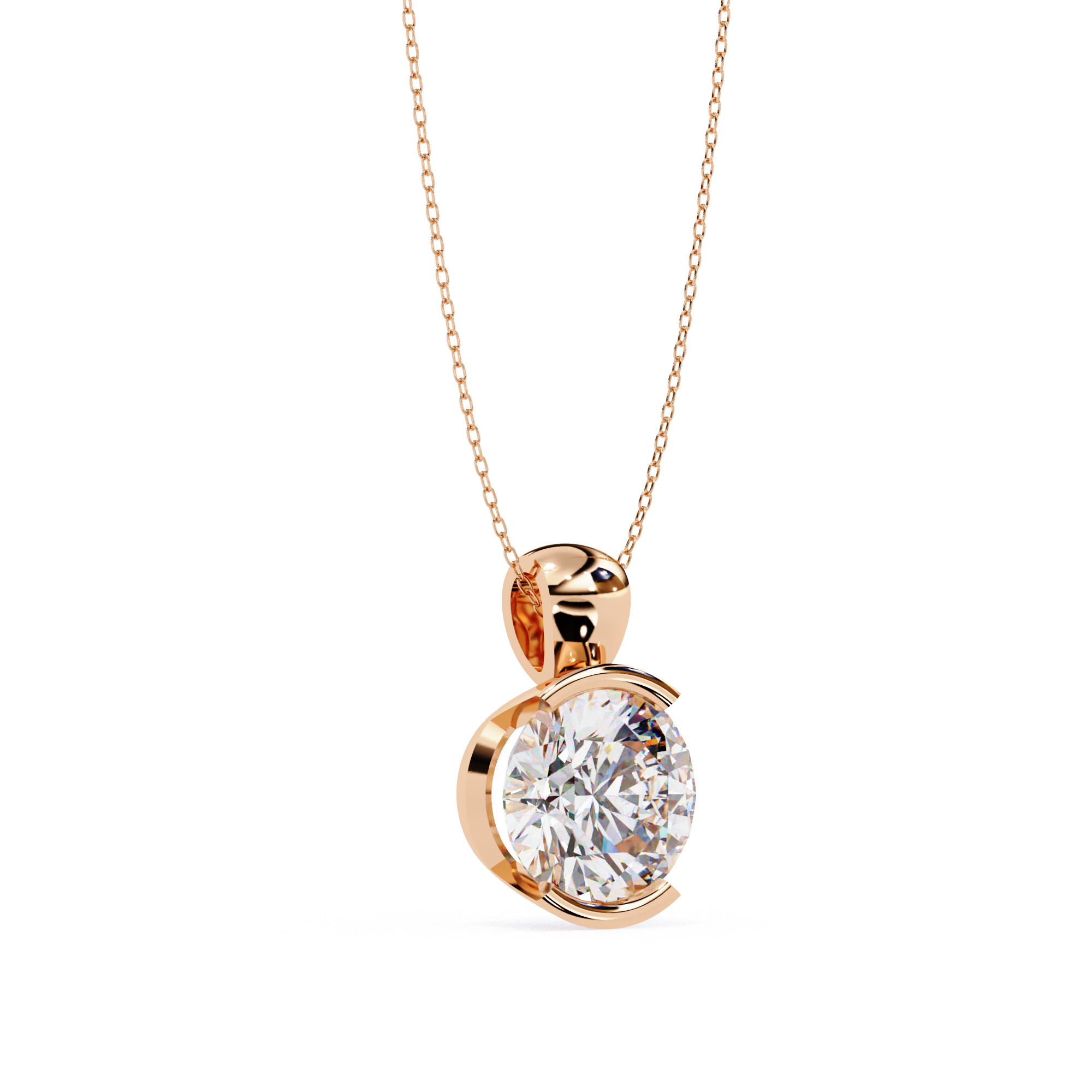 Solitaire Diamond Pendant 360 Animation Renders 3dm stl details 3D print model_17