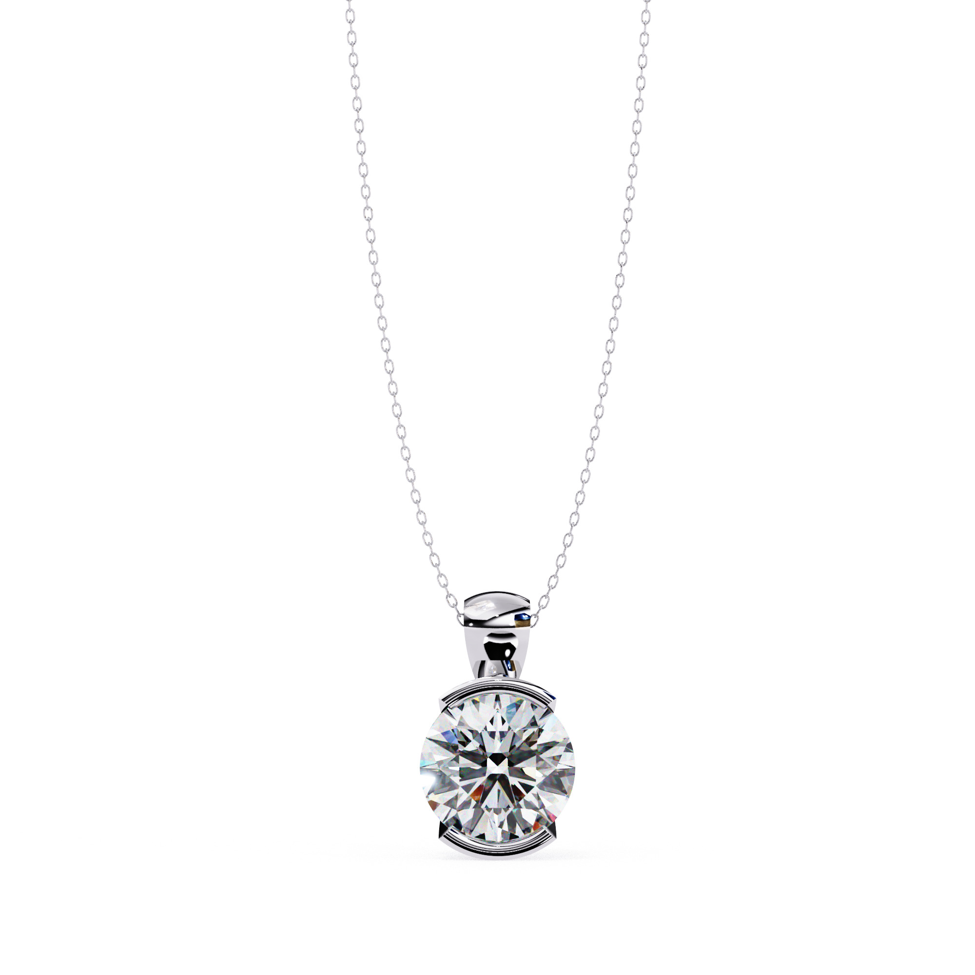 Solitaire Diamond Pendant 360 Animation Renders 3dm stl details 3D print model_4