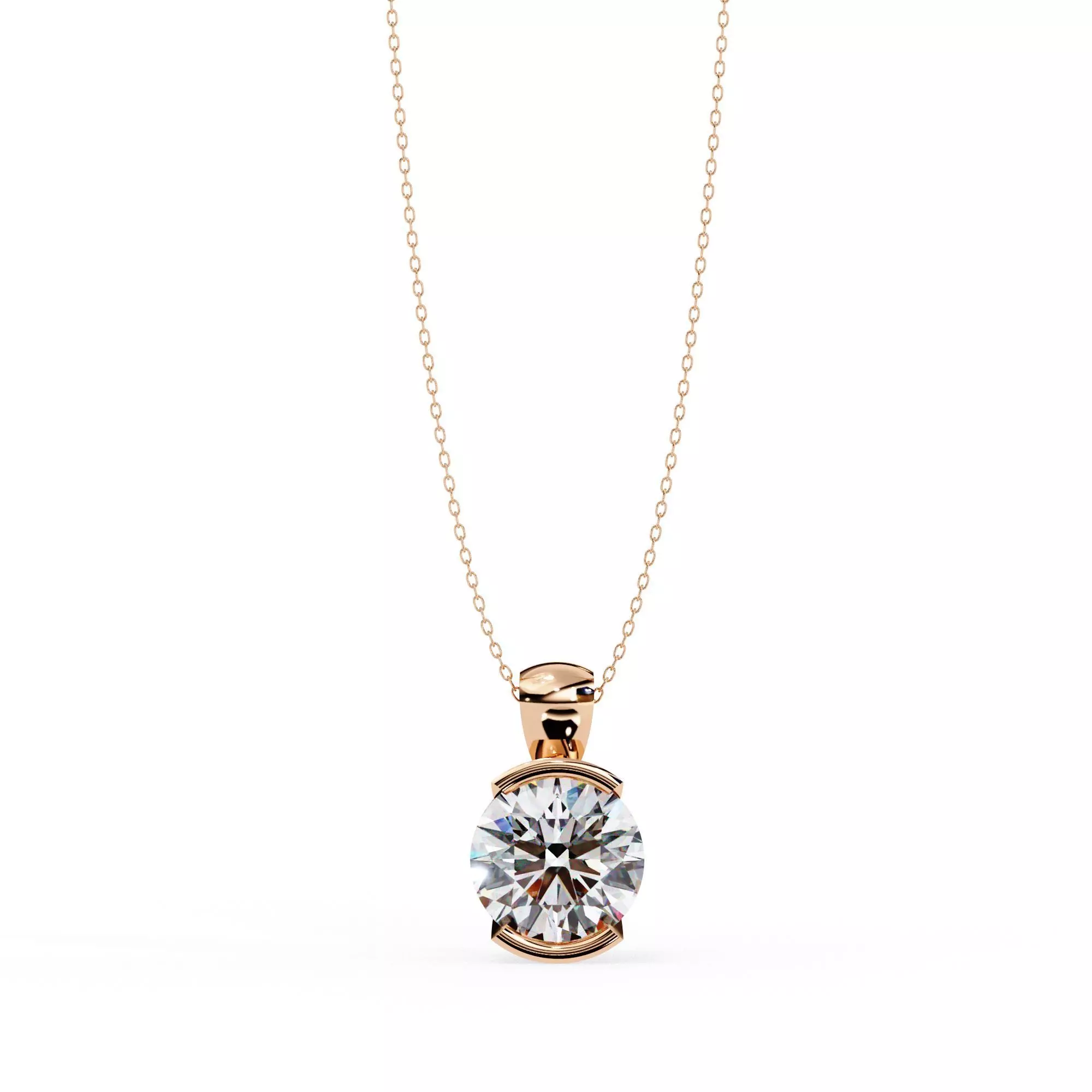 Solitaire Diamond Pendant 360 Animation Renders 3dm stl details 3D print model_1