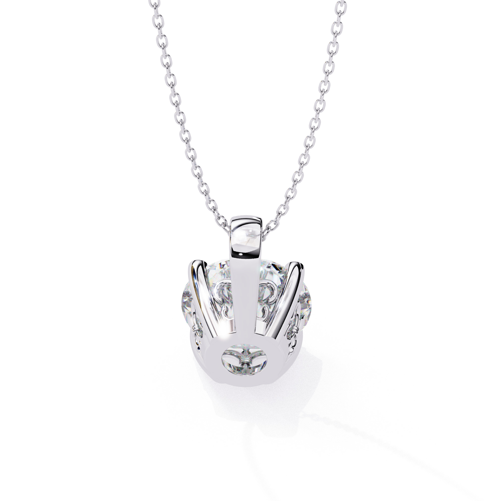 Solitaire Diamond Pendant 360 Animation Renders 3dm stl details 3D print model_19