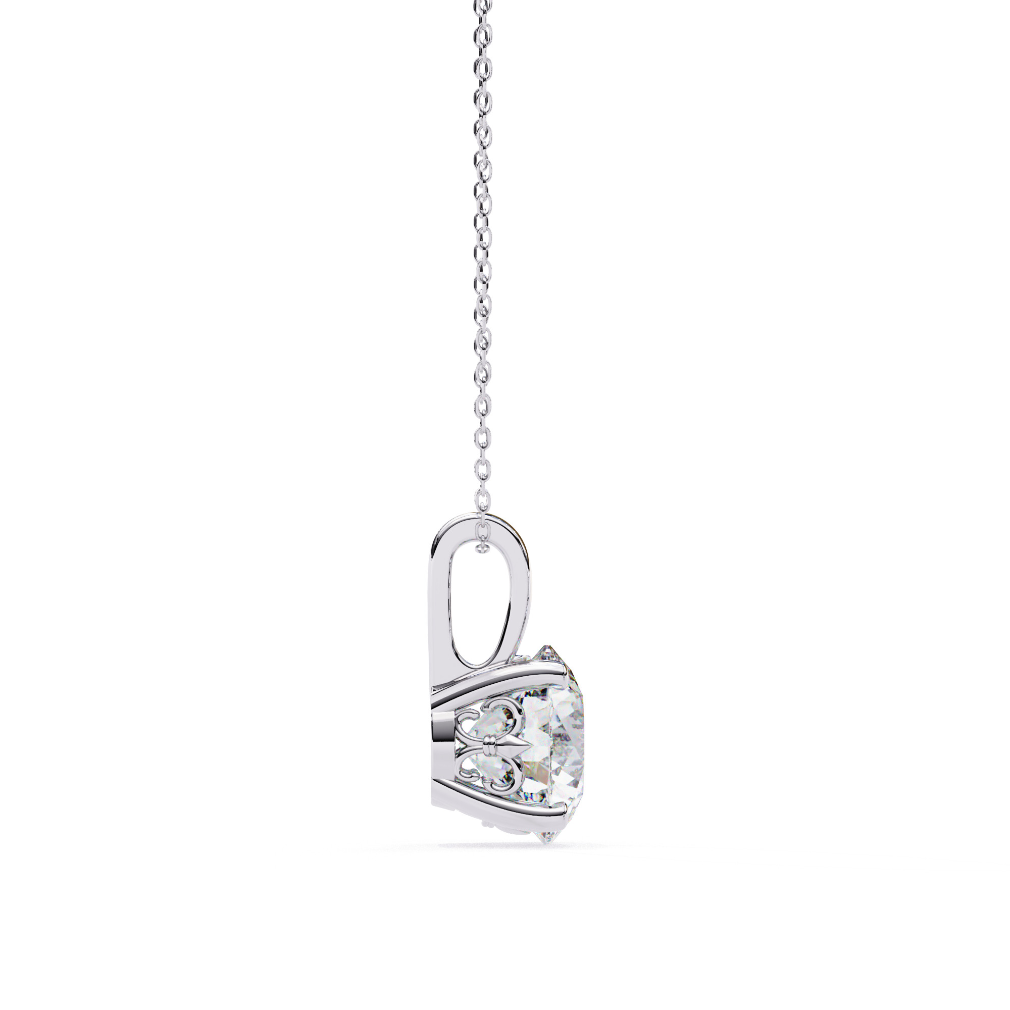 Solitaire Diamond Pendant 360 Animation Renders 3dm stl details 3D print model_9