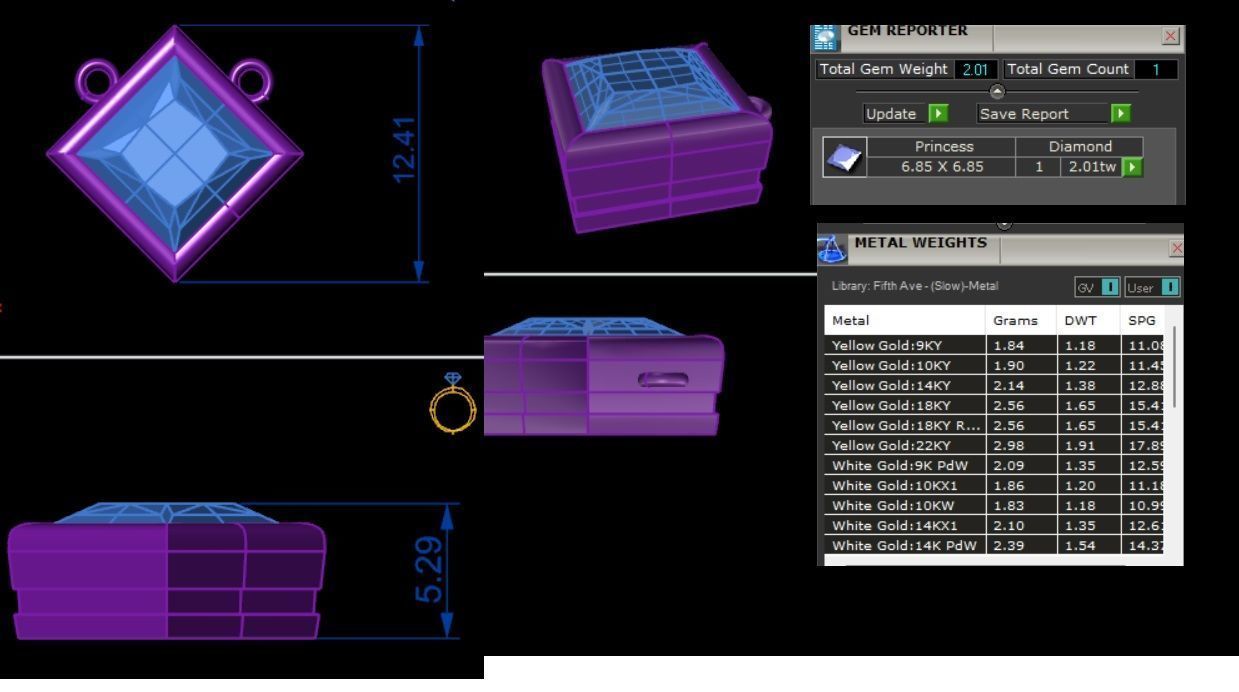 Solitaire Diamond Pendant 360 Animation Renders 3dm stl details 3D print model_2