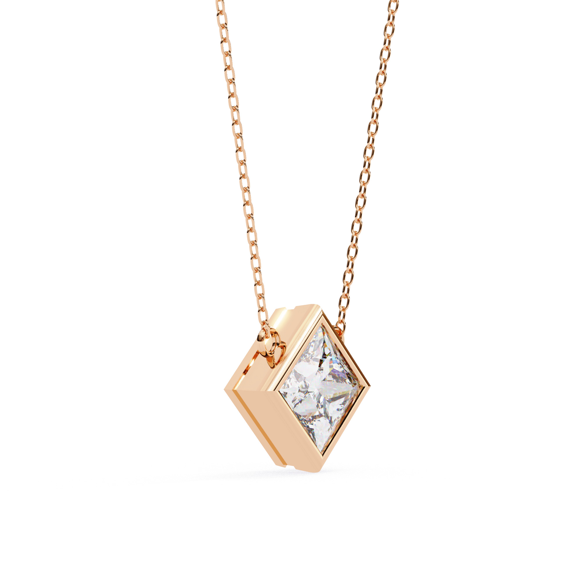 Solitaire Diamond Pendant 360 Animation Renders 3dm stl details 3D print model_8