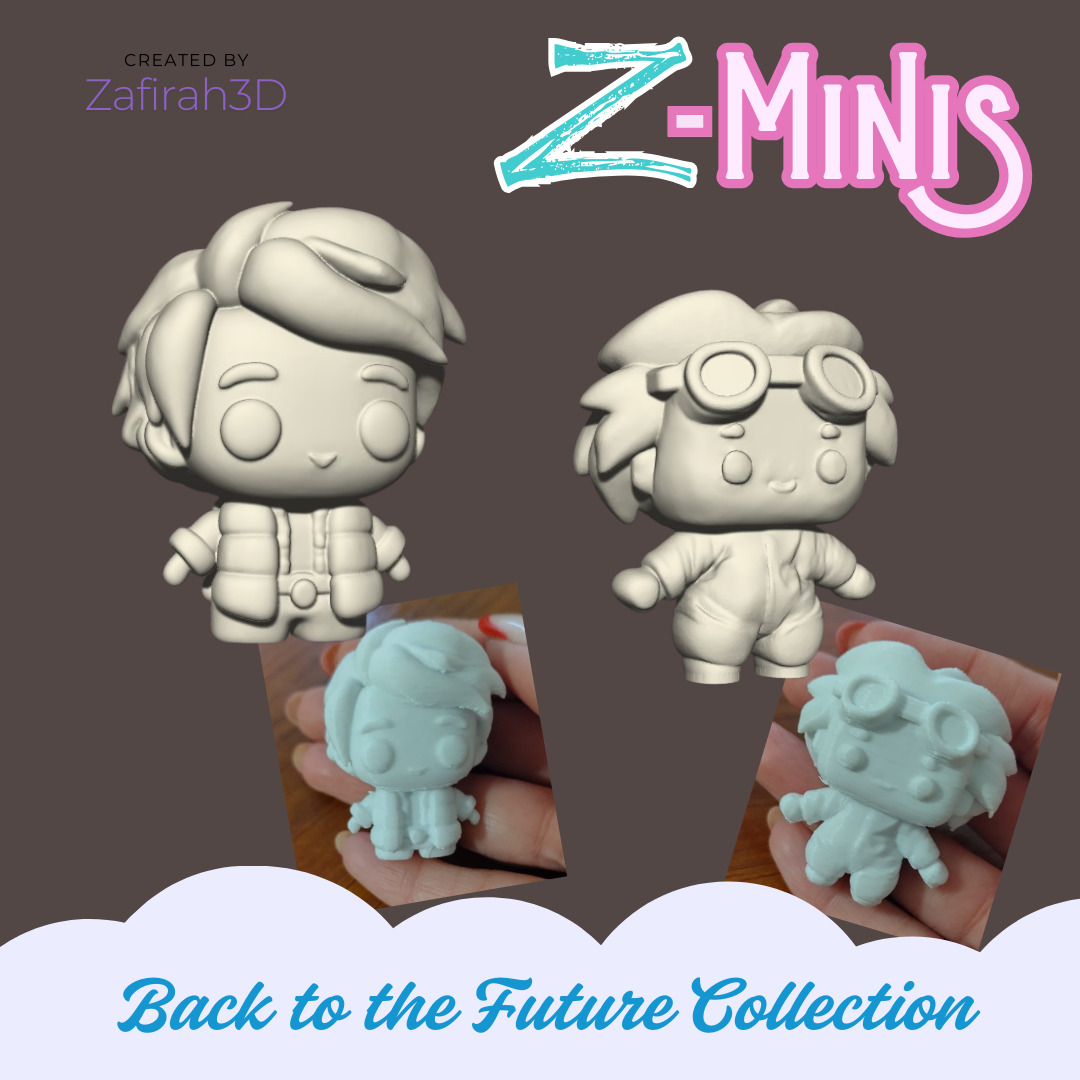 Marty Mcfly and Doc Brown 1985 Z-Minis 3D print model_1