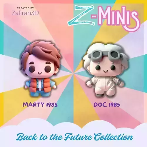 Marty Mcfly and Doc Brown 1985 Z-Minis 3D print model