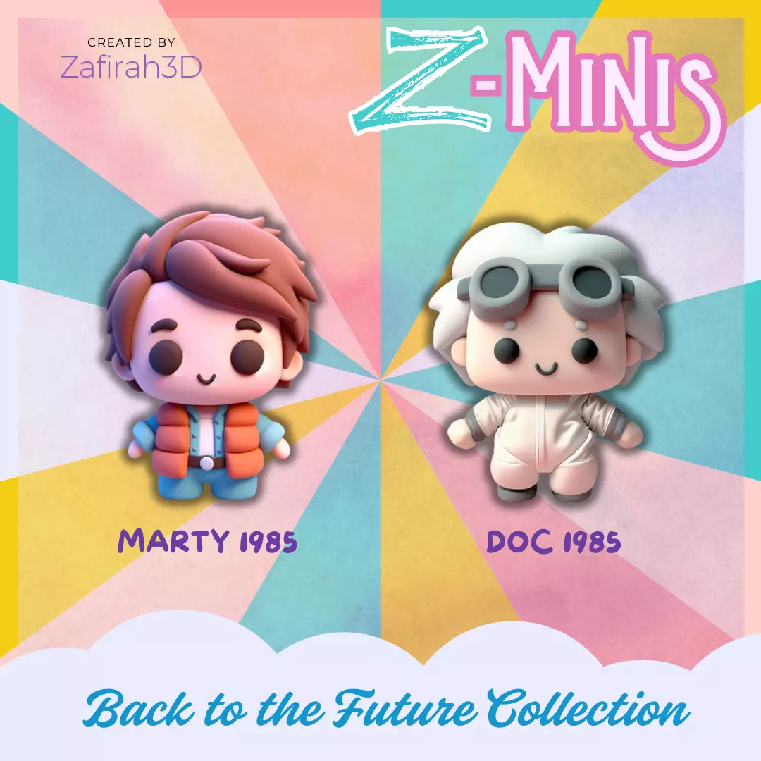 Marty Mcfly and Doc Brown 1985 Z-Minis 3D print model_0