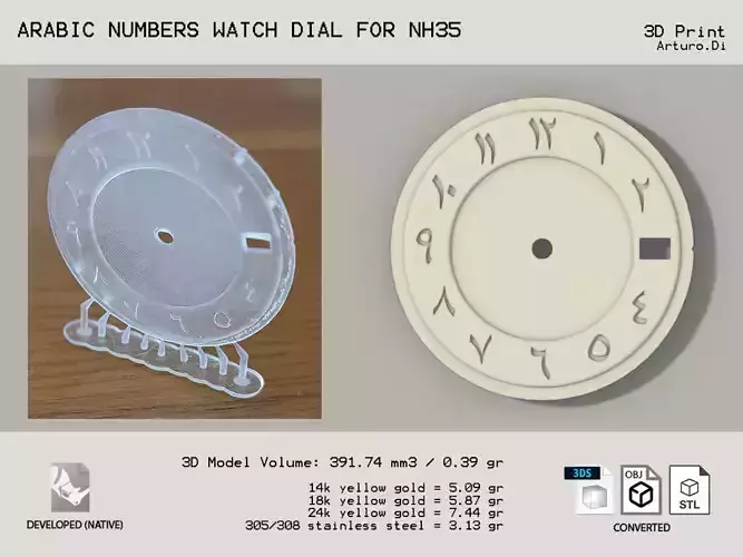 Arabic numerals watch dial for NH35