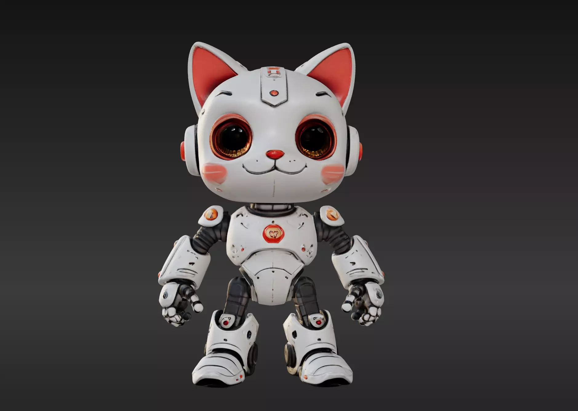 3D Model of Cute Robo Cat  Animated and Printable 3D print model 3D print model_0