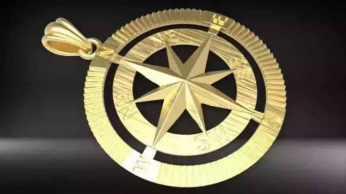 Round Compass Pendant Charm Necklace Jewelry