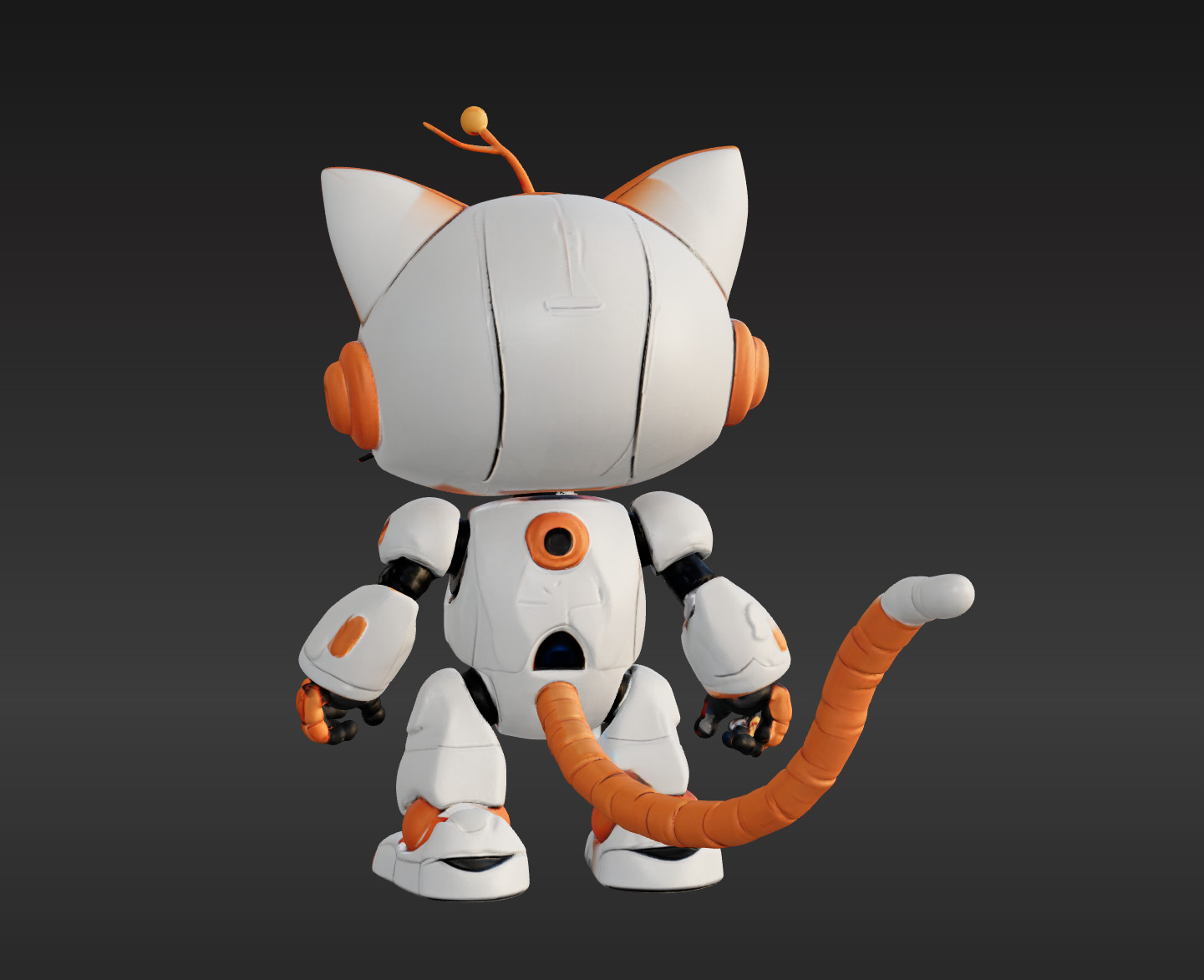 3D Model of Cute Robo Cat Animated and Printable 3D print model 3D print model_3