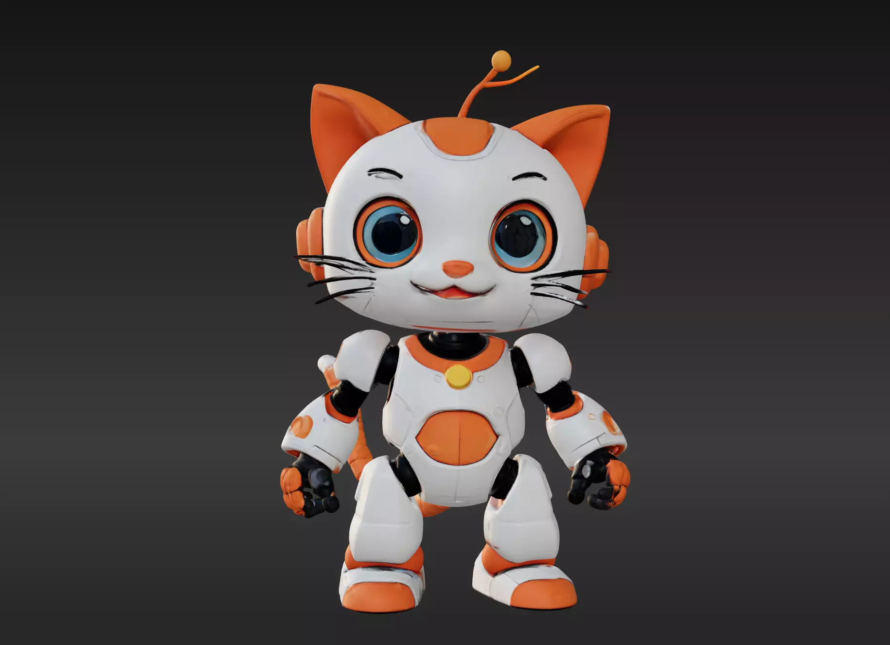 3D Model of Cute Robo Cat Animated and Printable 3D print model 3D print model_0