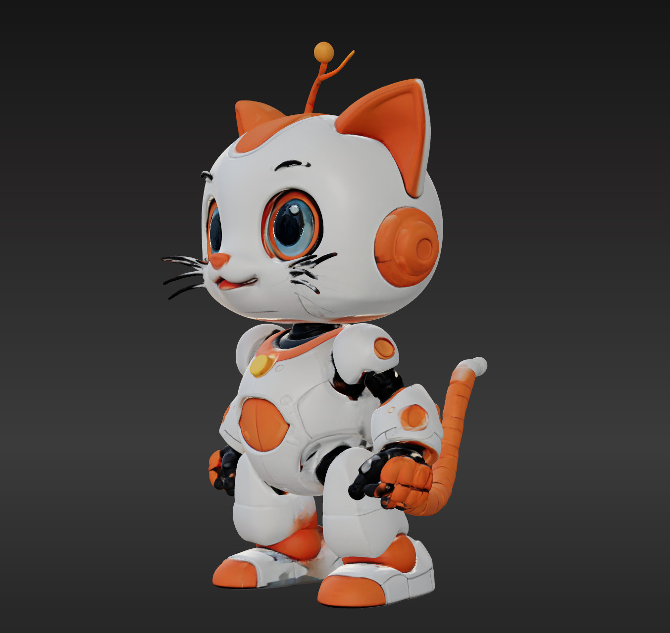 3D Model of Cute Robo Cat Animated and Printable 3D print model 3D print model_1