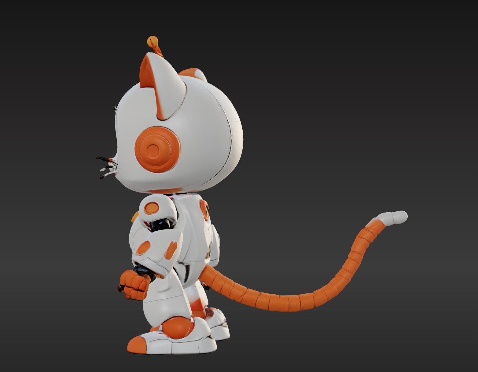 3D Model of Cute Robo Cat Animated and Printable 3D print model 3D print model_2