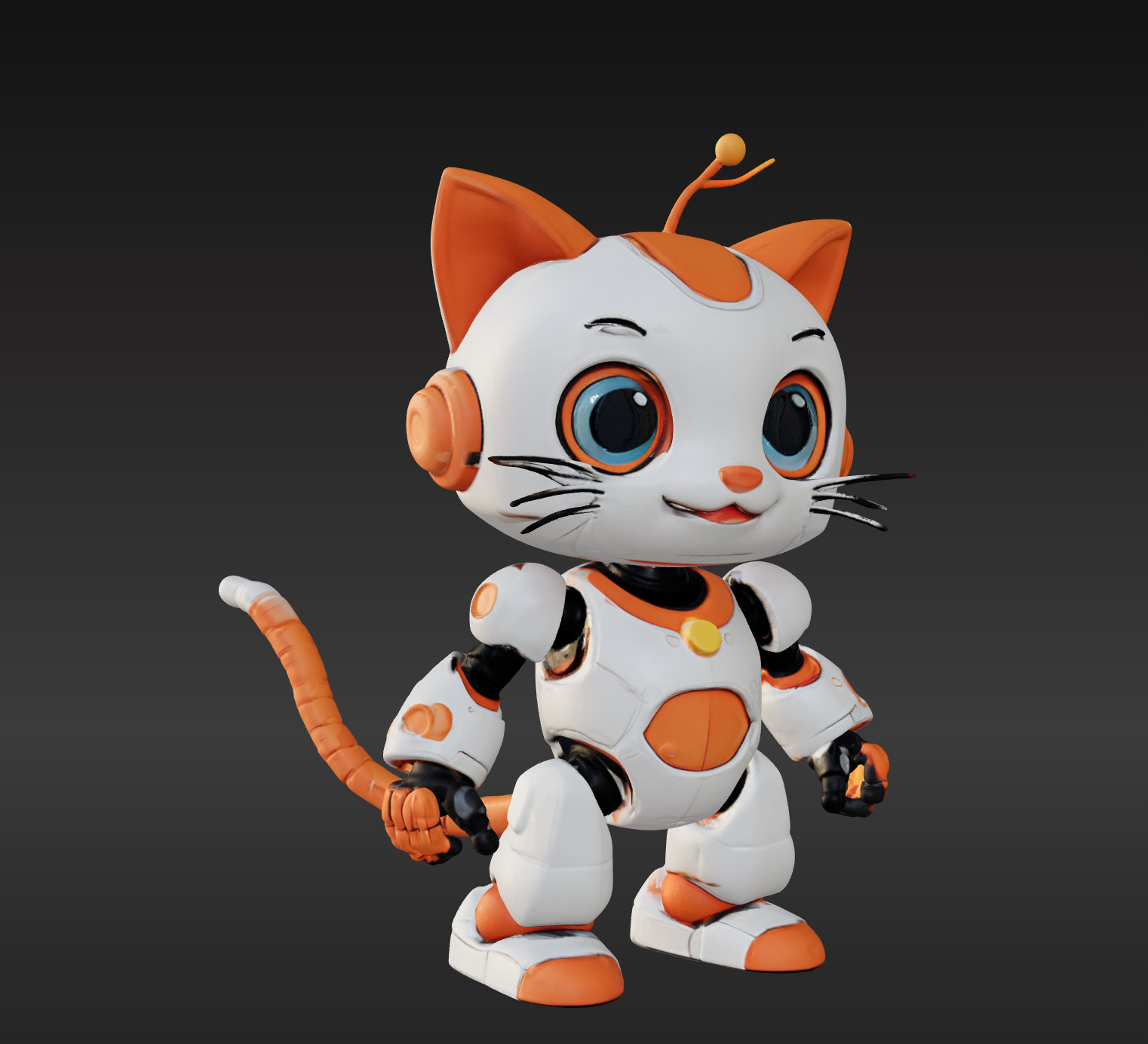 3D Model of Cute Robo Cat Animated and Printable 3D print model 3D print model_5