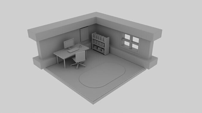 simple room Low-poly 3D model