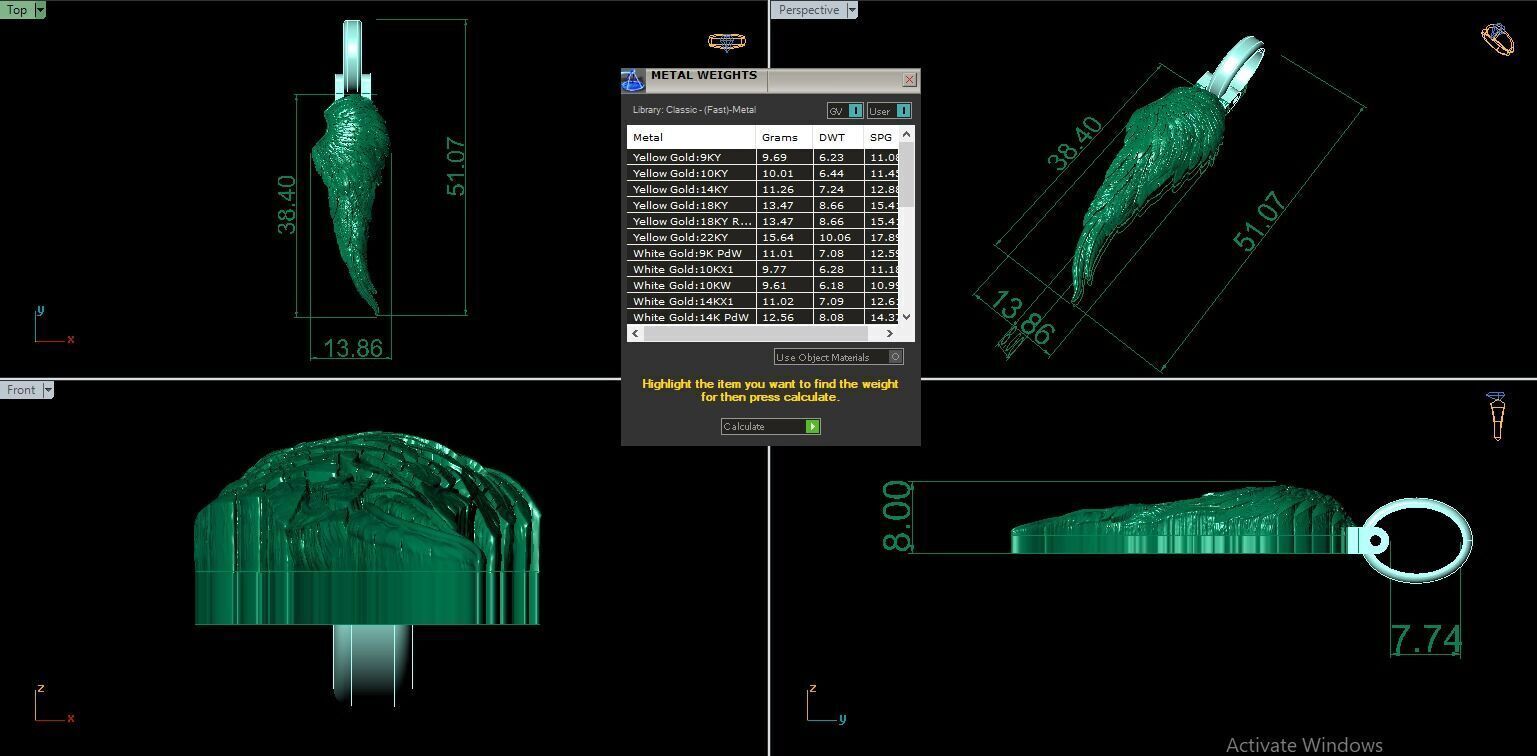 Wings pendant 3D print model_4