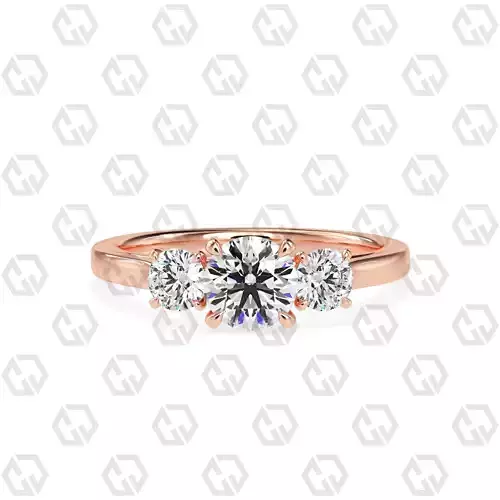 Ring 119 Round Shape Cathedral shank 3 stone ring with round